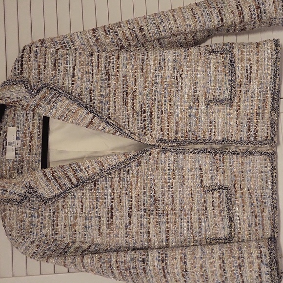 Jean Pierra Kiefla Women's Tweed Jacket - Cream, Brown And Blue - Picture 1 of 7